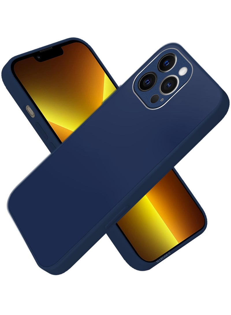 CATANES HiCool Glossy Hard TPU Case for iPhone 13 Pro - Full Coverage , Anti Finger Print , Anti Yellowing , Shockproof Slim Fit Design- Dark blue - Image 3